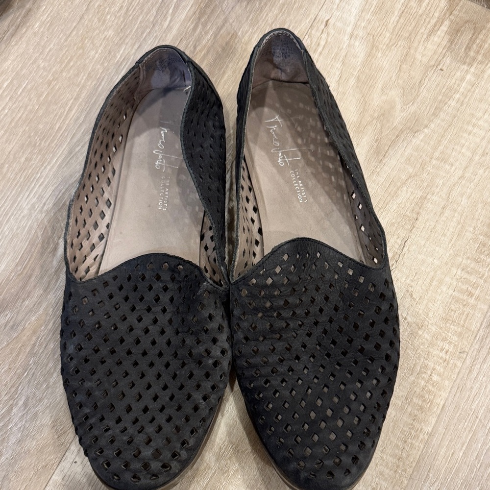 Franco Sarto Black Perforated Loafers